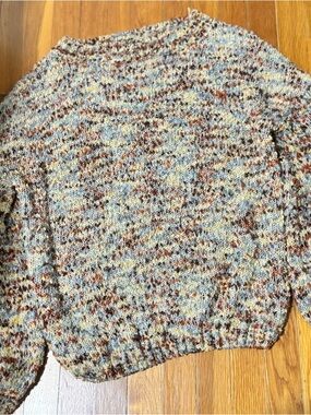 Blu Pepper Multicolor Speckled Crewneck Sweater - Blue, Brown, Yellow